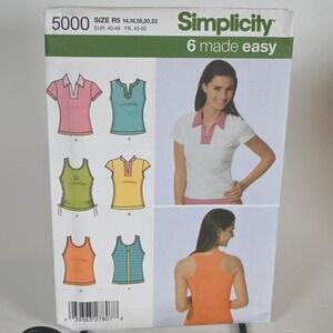 Simplicity Sewing Pattern 5000 Misses Knit Tops Size 14-22 Uncut Factory Folded